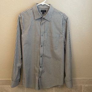 Banana Republic Slim Fit 16-16.5 L Gingham Plaid Check Dress Shirt